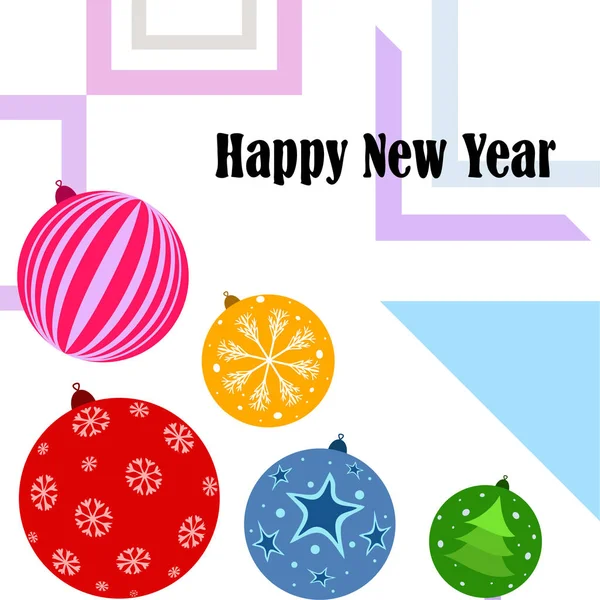 Christmas Balls New Year Greeting Card Vector Background — Stock Vector