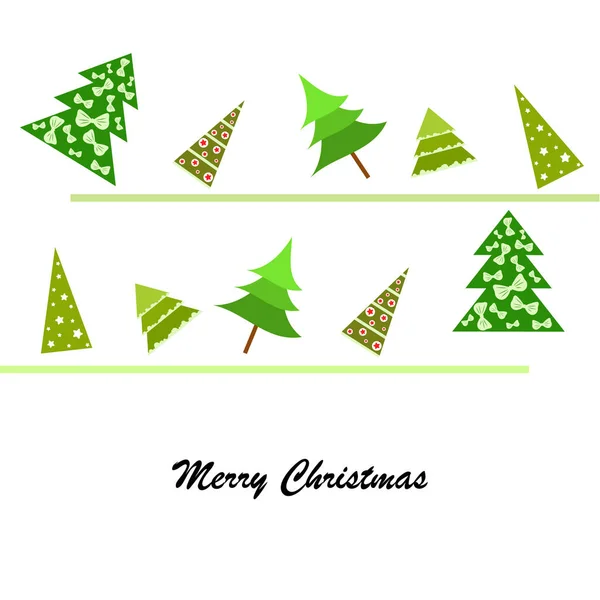 Neşeli Noel Kartı Ile Noel Ağaçları Vektör Arka Plan — Stok Vektör