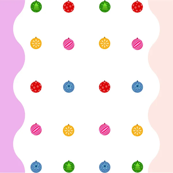 Christmas Balls New Year Greeting Card Vector Background — Stock Vector