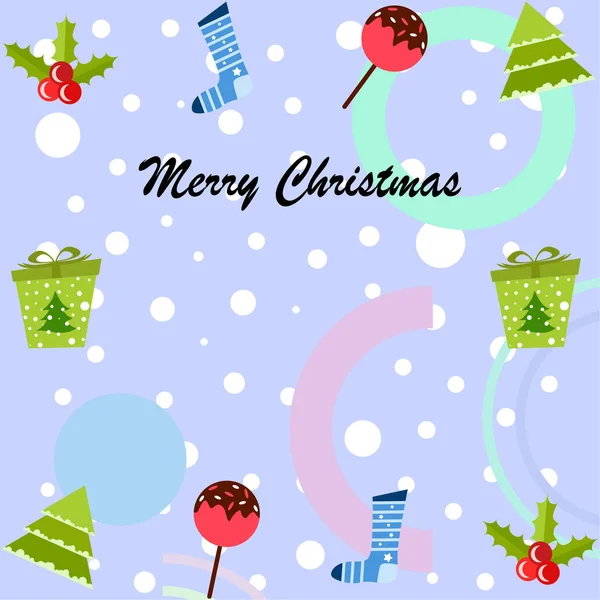 Carte Noël Bonbons Sapin Cadeau Chaussette Noël Fond Vectoriel — Image vectorielle