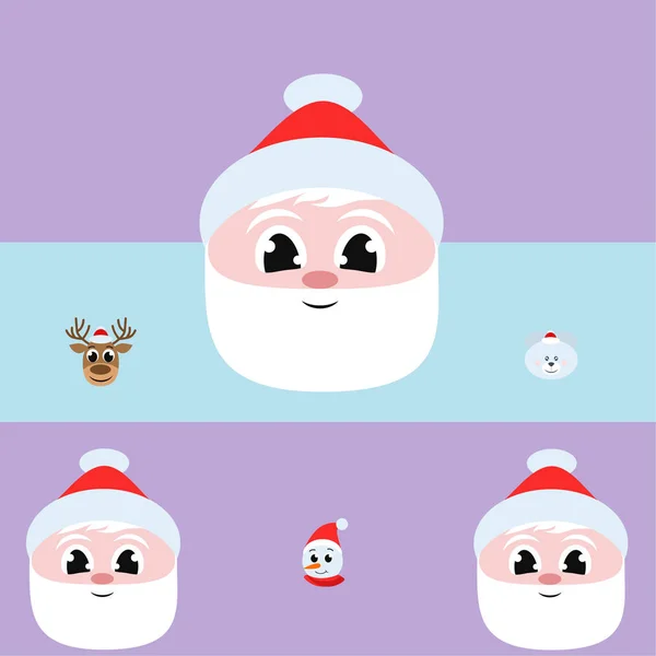 Tarjeta Navidad Santa Muñeco Nieve Bolsa Oso Ciervo Vector Fondo — Vector de stock