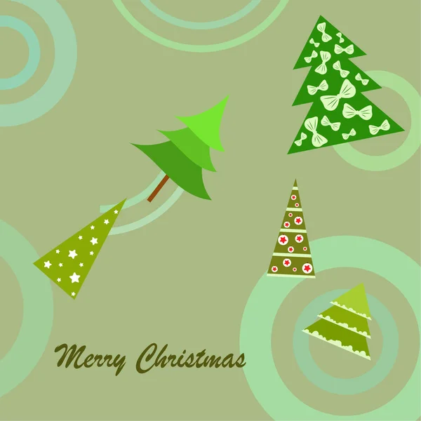 Joyeux Noël Carte Avec Arbres Fond Vectoriel — Image vectorielle