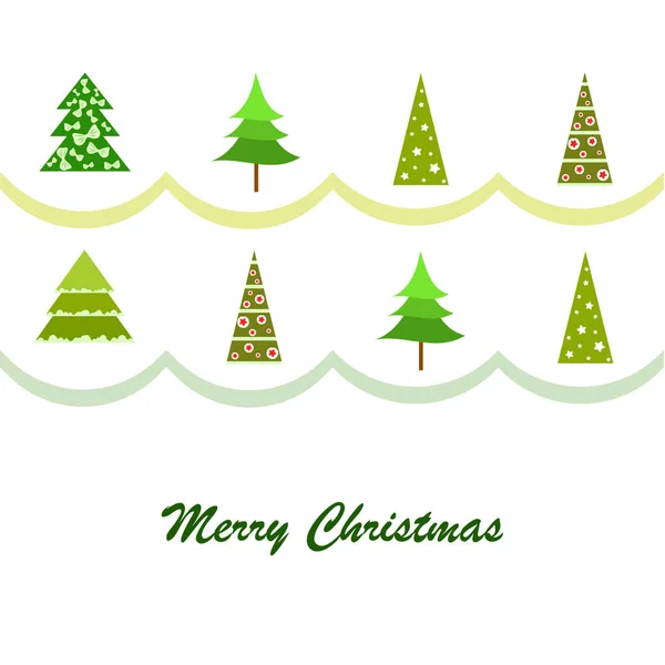 Christmas Card Fir Trees Vector Background — Stock Vector