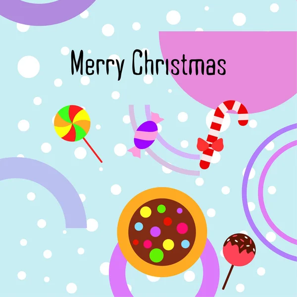 Feliz Tarjeta Navidad Con Caramelos Vector Fondo — Vector de stock