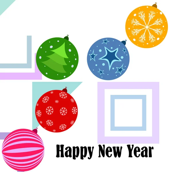 Christmas Balls New Year Greeting Card Vector Background — Stock Vector