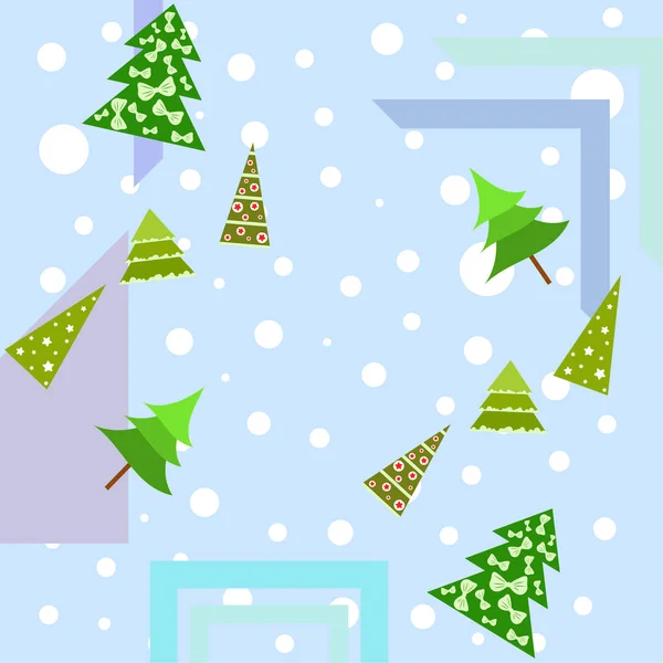 Merry Christmas Card Christmas Trees Vector Background — Stock Vector