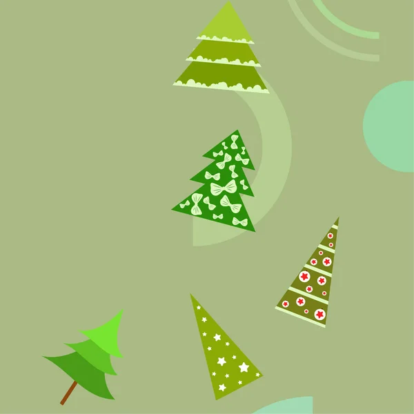 Joyeux Noël Carte Avec Arbres Fond Vectoriel — Image vectorielle