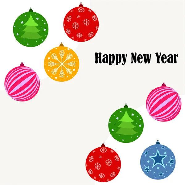 Christmas Balls New Year Greeting Card Vector Background — Stock Vector