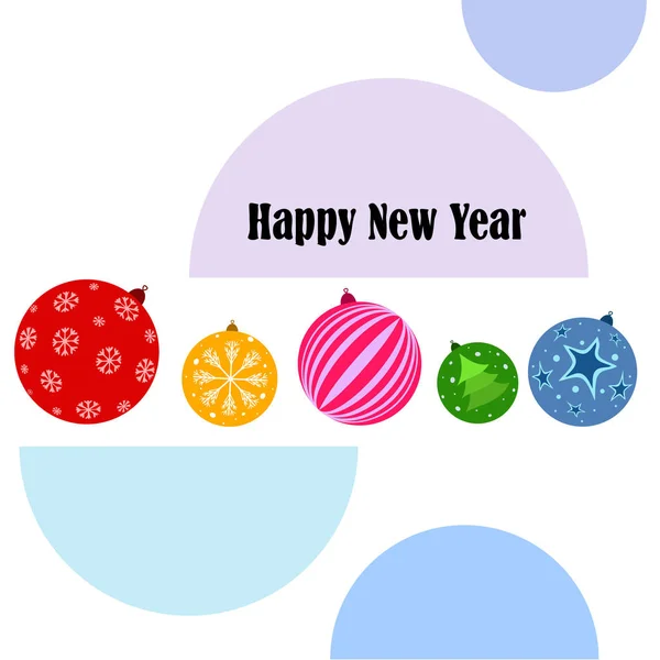 Christmas Balls New Year Greeting Card Vector Background — Stock Vector