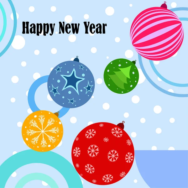 Christmas Balls New Year Greeting Card Vector Background — Stock Vector