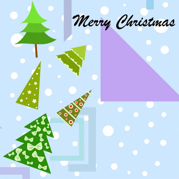 Merry Christmas Card Met Kerstbomen Vector Achtergrond — Stockvector