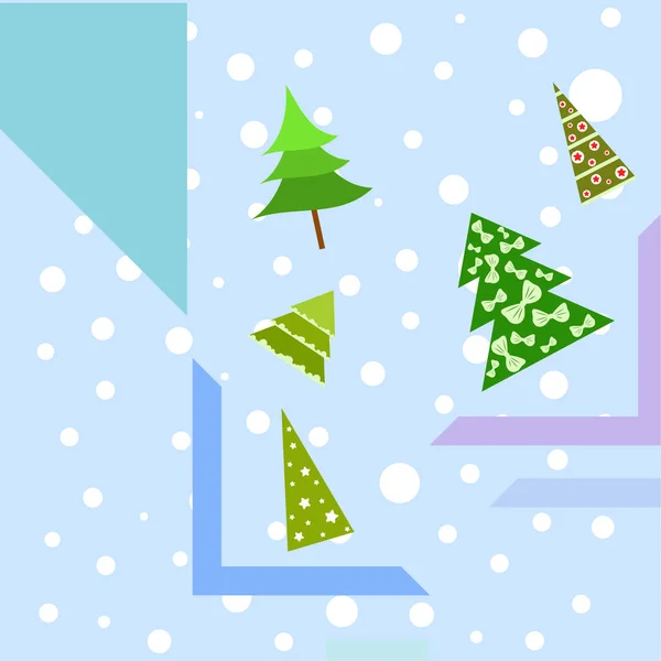 Feliz Cartão Natal Com Árvores Natal Fundo Vetorial —  Vetores de Stock