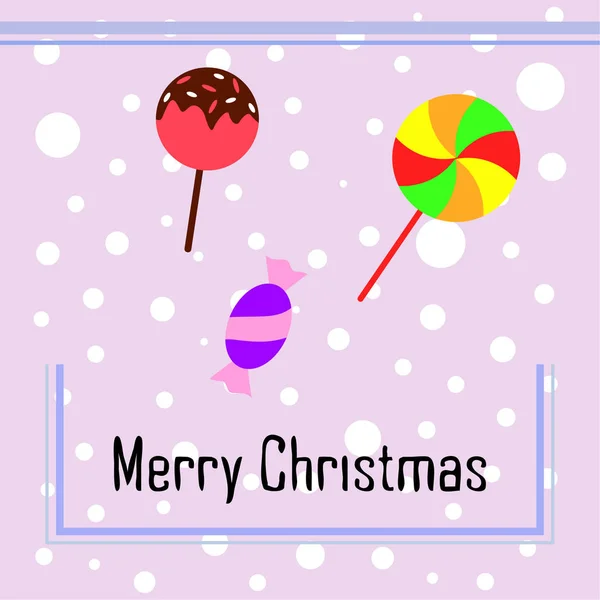 Joyeux Noël Carte Avec Des Bonbons Fond Vectoriel — Image vectorielle