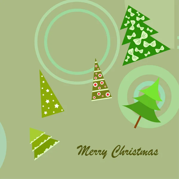 Merry Christmas Card Trees Vector Background — Stockvector