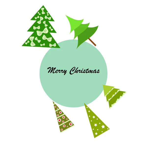 Feliz Tarjeta Navidad Con Árboles Navidad Vector Fondo — Archivo Imágenes Vectoriales