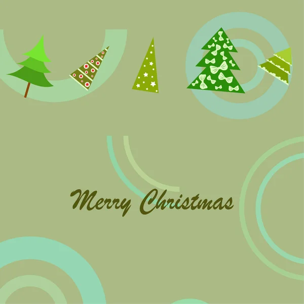 Joyeux Noël Carte Avec Arbres Fond Vectoriel — Image vectorielle