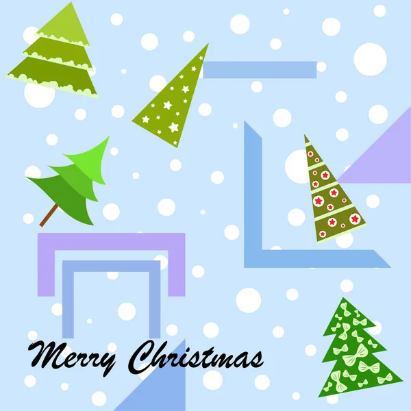 Merry Christmas Card Met Kerstbomen Vector Achtergrond — Stockvector