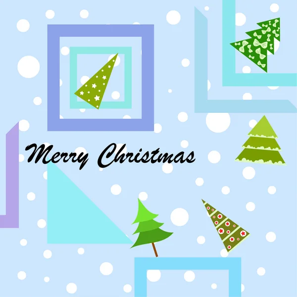 Merry Christmas Card Met Kerstbomen Vector Achtergrond — Stockvector