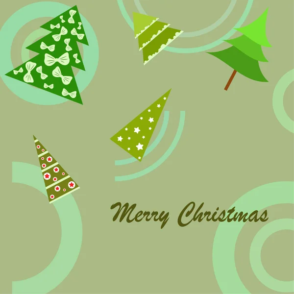 Merry Christmas Card Trees Vector Background — Stockvector