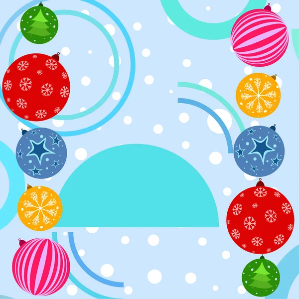 Christmas Balls New Year Greeting Card Vector Background — Stock Vector