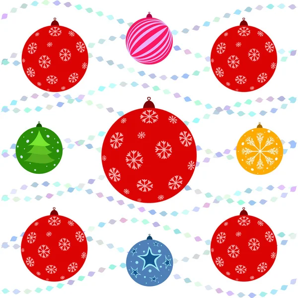 Christmas Balls New Year Greeting Card Vector Background — Stock Vector