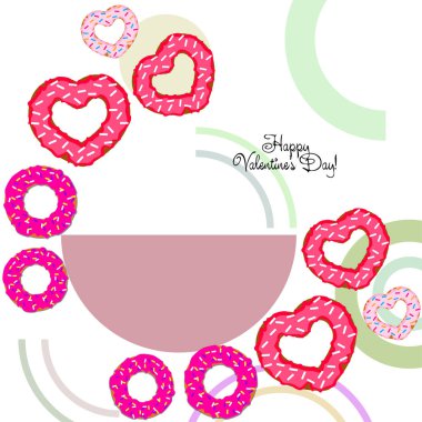 Sevgililer günü, kalp poğaça, tebrik kartı, vektör arka plan