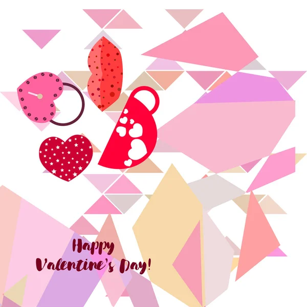 Día San Valentín Taza Cerradura Labios Corazón Vector Fondo — Vector de stock