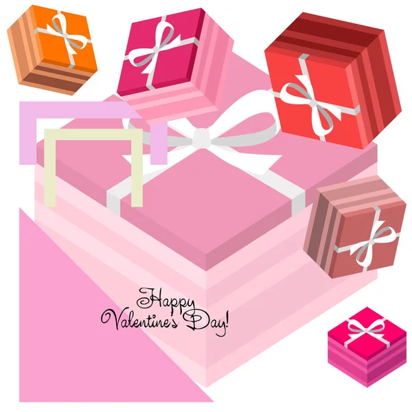 Día San Valentín Regalo Tarjeta Felicitación Vector Fondo — Vector de stock