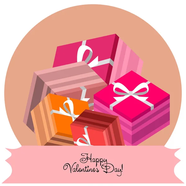 Día San Valentín Regalo Tarjeta Felicitación Vector Fondo — Vector de stock