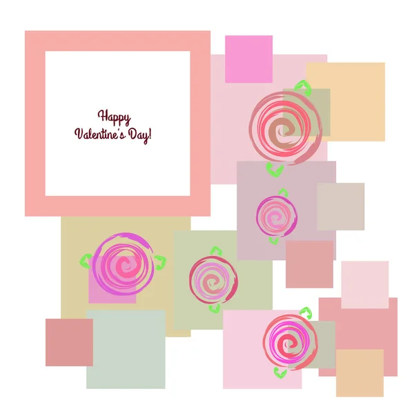 Valentine Day Rose Flower Greeting Card Vector Background — Stock Vector