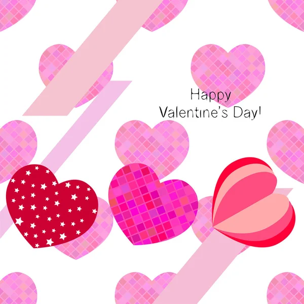 Día San Valentín Corazón Tarjeta Felicitación Vector Fondo — Vector de stock