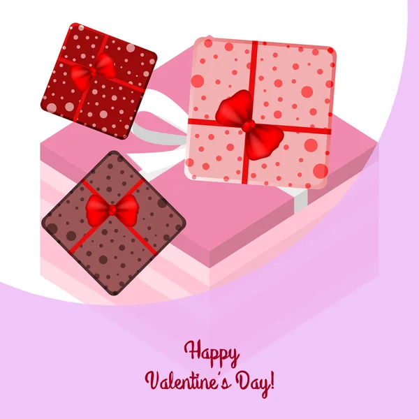 Valentine Day Gift Greeting Card Vector Background — Stock Vector