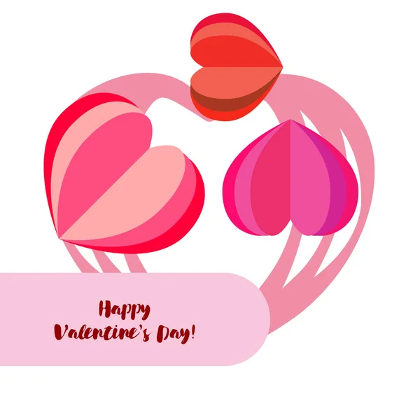 Valentine Day Heart Greeting Card Vector Background — Stock Vector