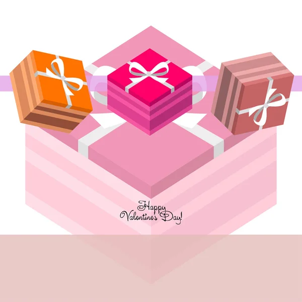 Valentine Day Geschenk Wenskaart Vector Achtergrond — Stockvector