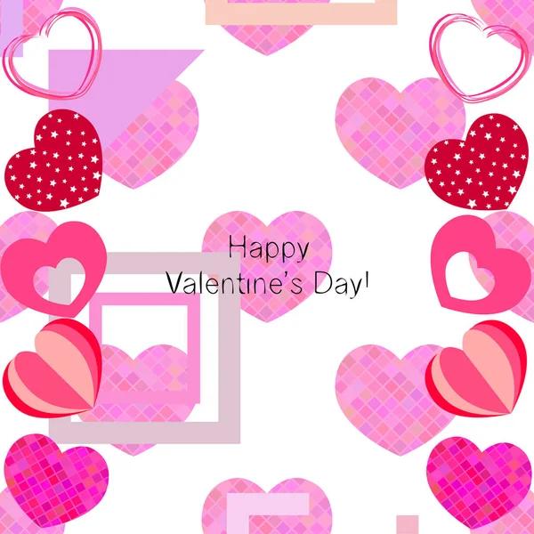 Valentine Day Heart Greeting Card Vector Background — Stock Vector