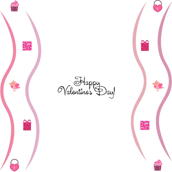 Set Celebratory Elements Valentine Day Flat Vector Illustration Isolated White — Stock Vector