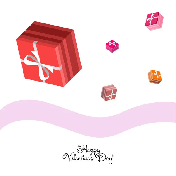 Día San Valentín Regalo Tarjeta Felicitación Vector Fondo — Vector de stock