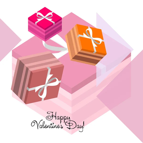 Valentine Day Geschenk Wenskaart Vector Achtergrond — Stockvector