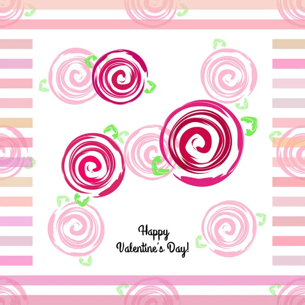 San Valentín Rosa Flor Tarjeta Felicitación Vector Fondo — Vector de stock