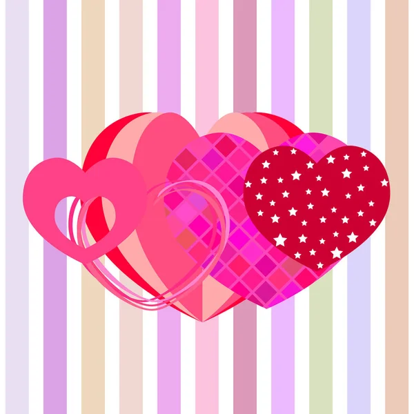 Día San Valentín Corazón Tarjeta Felicitación Vector Fondo — Vector de stock