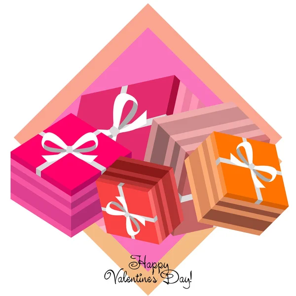 Valentine Day Gift Greeting Card Vector Background — Stock Vector