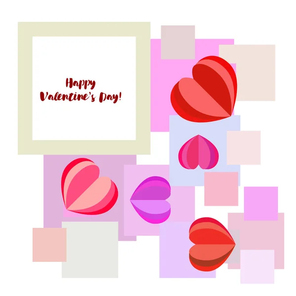 Día San Valentín Corazón Tarjeta Felicitación Vector Fondo — Vector de stock