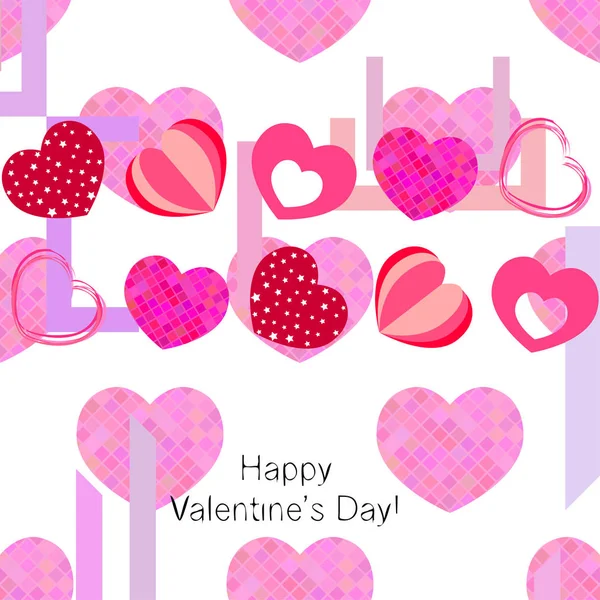 Día San Valentín Corazón Tarjeta Felicitación Vector Fondo — Vector de stock