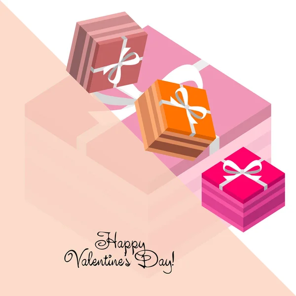 Valentine Day Geschenk Wenskaart Vector Achtergrond — Stockvector