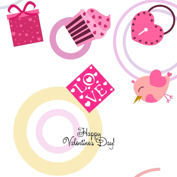 Conjunto Elementos Celebración Para Día San Valentín Ilustración Vectorial Plana — Vector de stock