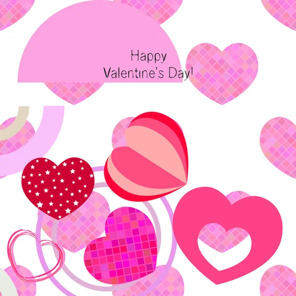 Día San Valentín Corazón Tarjeta Felicitación Vector Fondo — Vector de stock