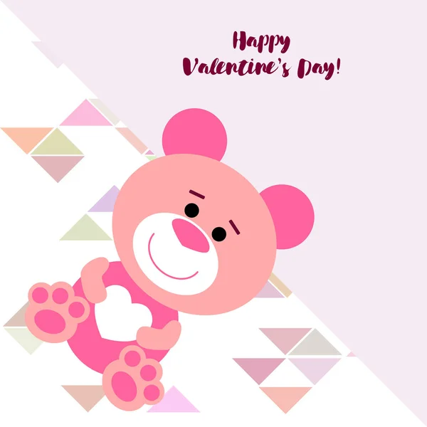 Día San Valentín Osito Peluche Felicitación Vector Fondo — Vector de stock