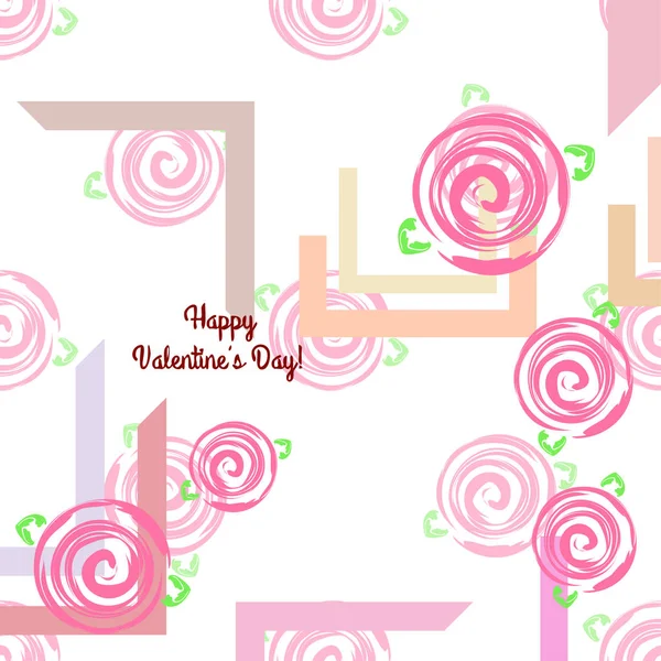 San Valentín Rosa Flor Tarjeta Felicitación Vector Fondo — Archivo Imágenes Vectoriales