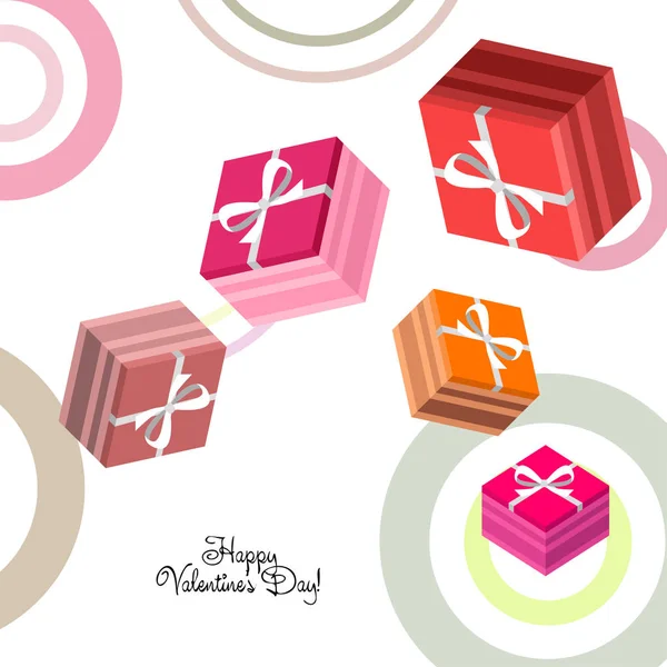 Día San Valentín Regalo Tarjeta Felicitación Vector Fondo — Vector de stock