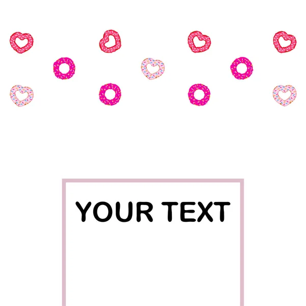 Día San Valentín Donut Corazón Tarjeta Felicitación Vector Fondo — Vector de stock